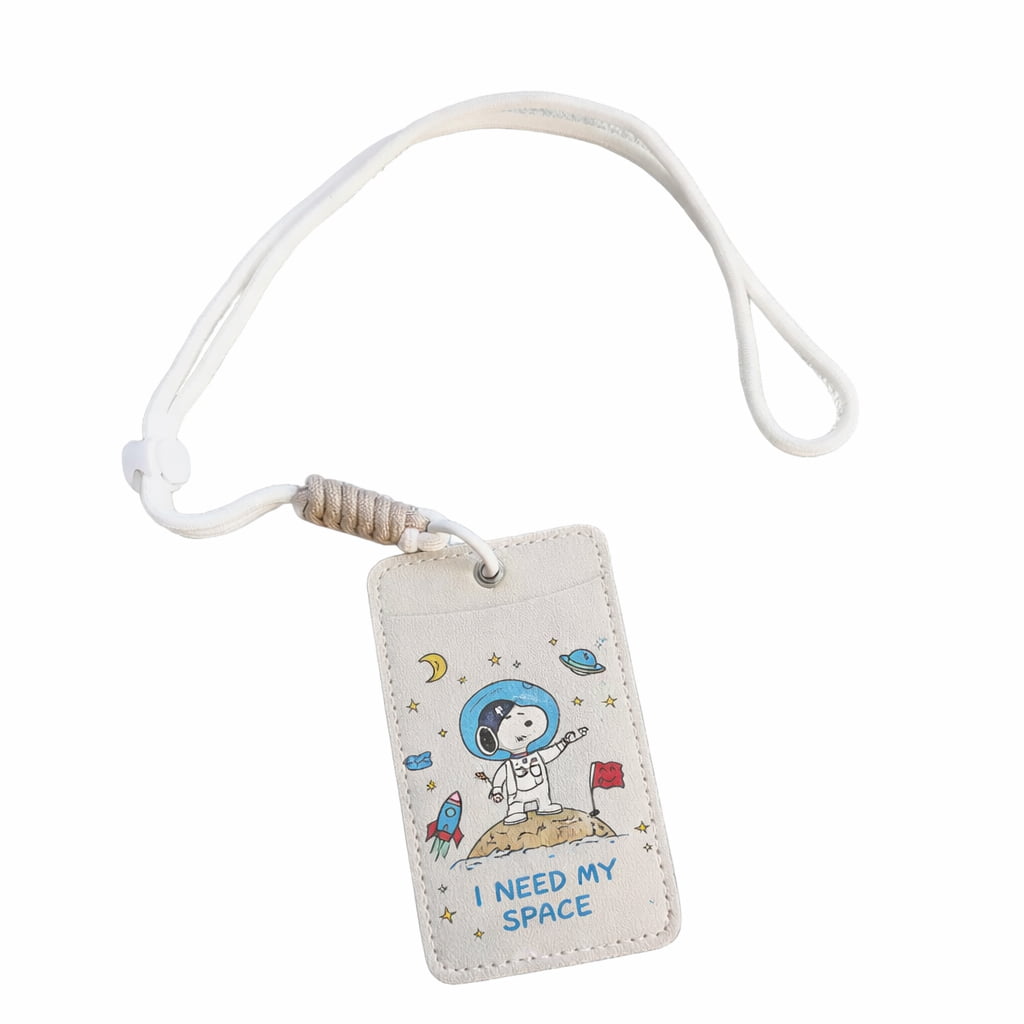 Custom Printed PU Leather Double Card Holder with Cartoon Space Theme