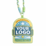 Embroidered Cartoon Bear PU Leather Card Holder with Lanyard – Large Size ID Holder (OEM Factory)