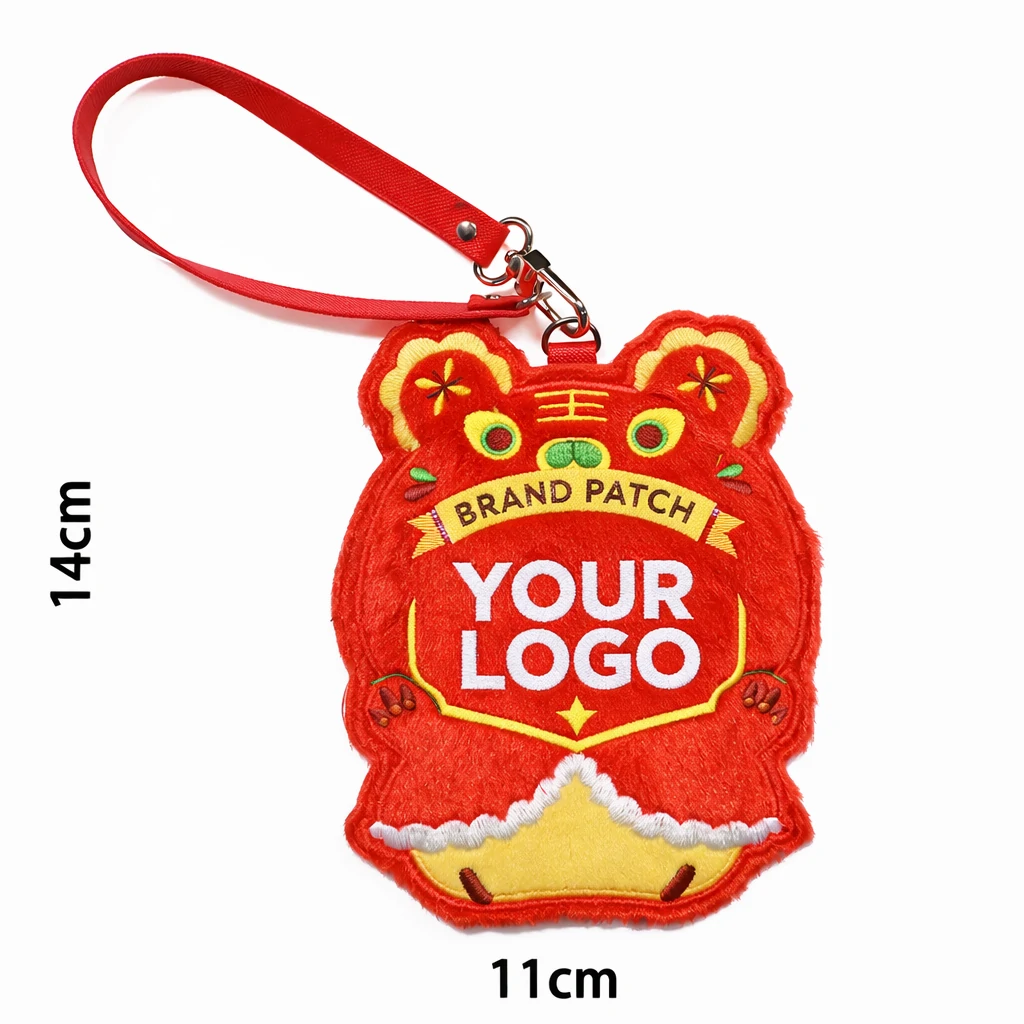 Embroidered Cartoon Card Holder with Keychain – Soft Campus ID Holder (OEM Factory)