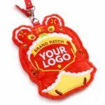 Embroidered Cartoon Card Holder with Keychain – Soft Campus ID Holder (OEM Factory)