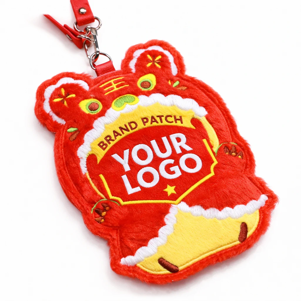 Embroidered Cartoon Card Holder with Keychain – Soft Campus ID Holder (OEM Factory)