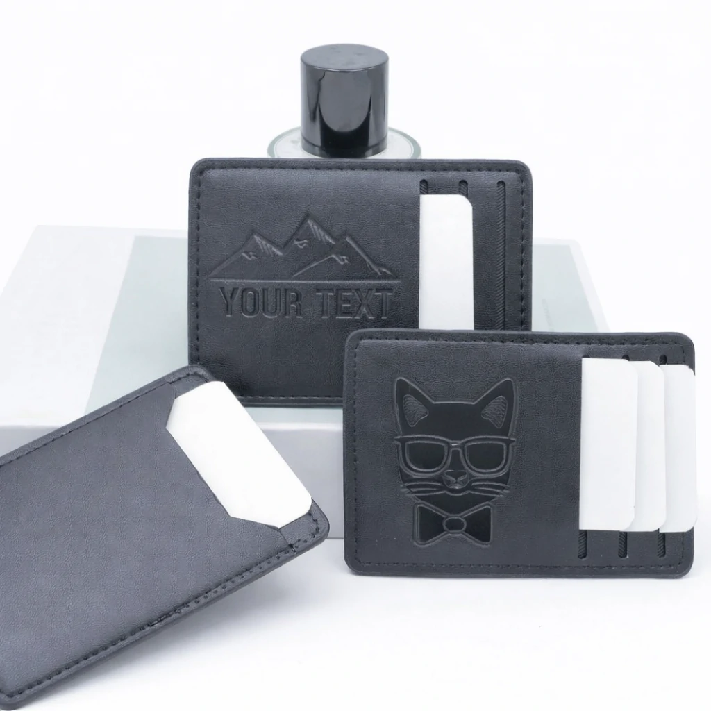 Minimalist PU Leather Card Holder – Slim One-Piece Card Sleeve with Cut-Out Design (OEM Factory)