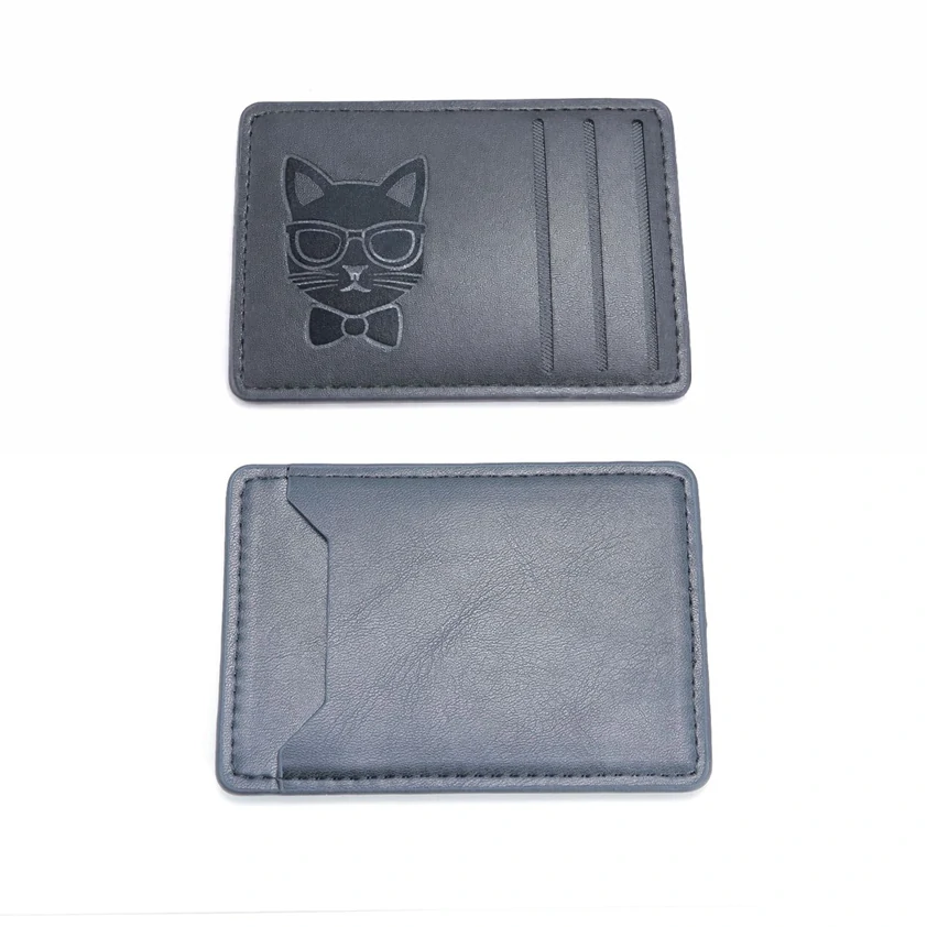 Minimalist PU Leather Card Holder – Slim One-Piece Card Sleeve with Cut-Out Design (OEM Factory)