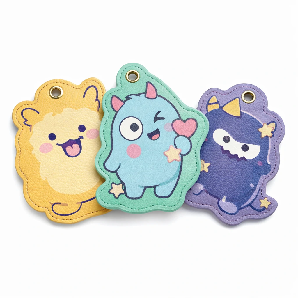 Custom Die Cut Leather Card Holder – Stitched Edge PU ID Badge Holder (OEM Factory)