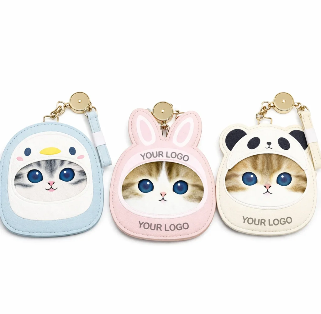 Custom Shaped PVC Leather Card Holder – Cute Cartoon ID Card Sleeve (OEM Factory)