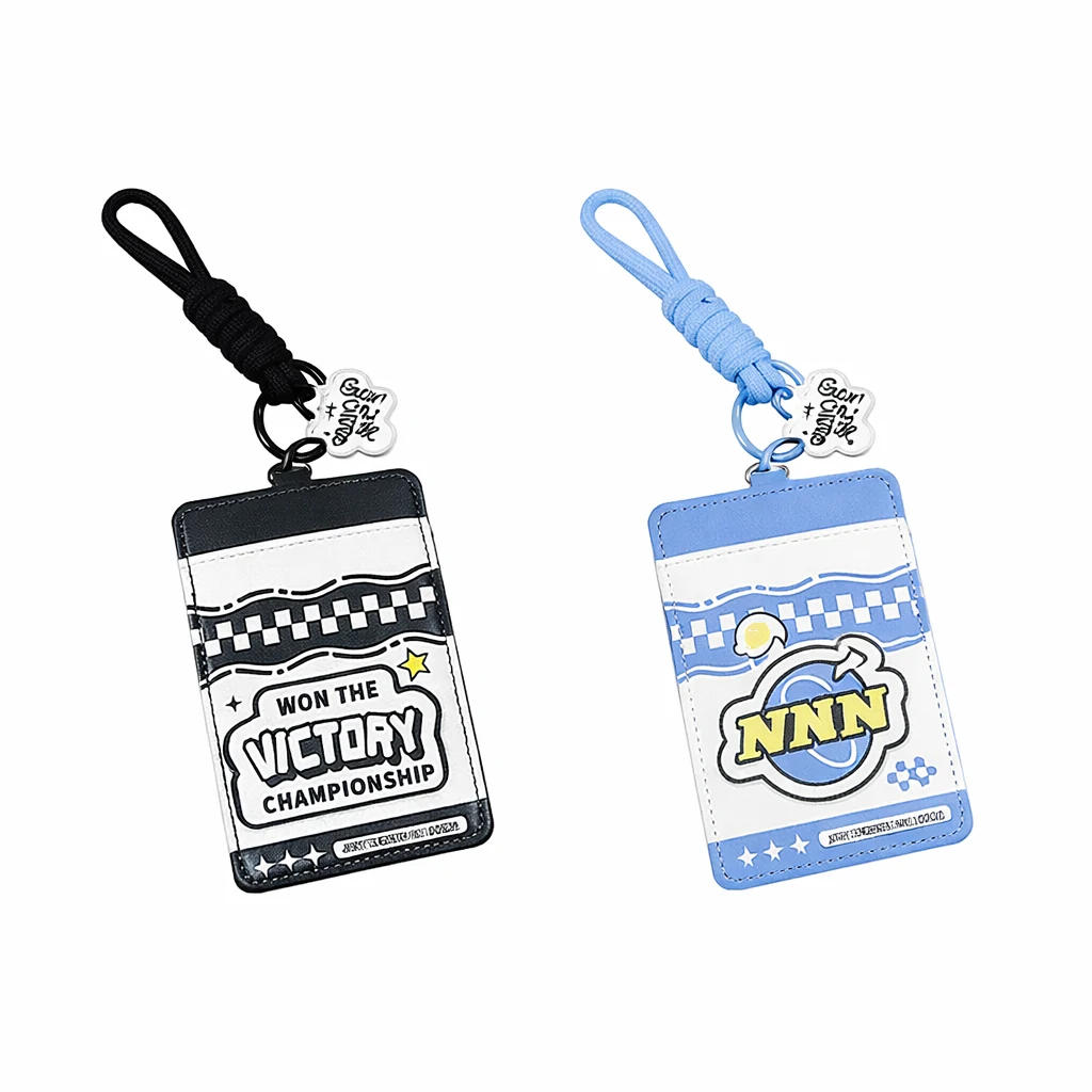 Custom Double Sided PU Leather Card Holder with Lanyard – Durable Student ID Holder (OEM Factory)