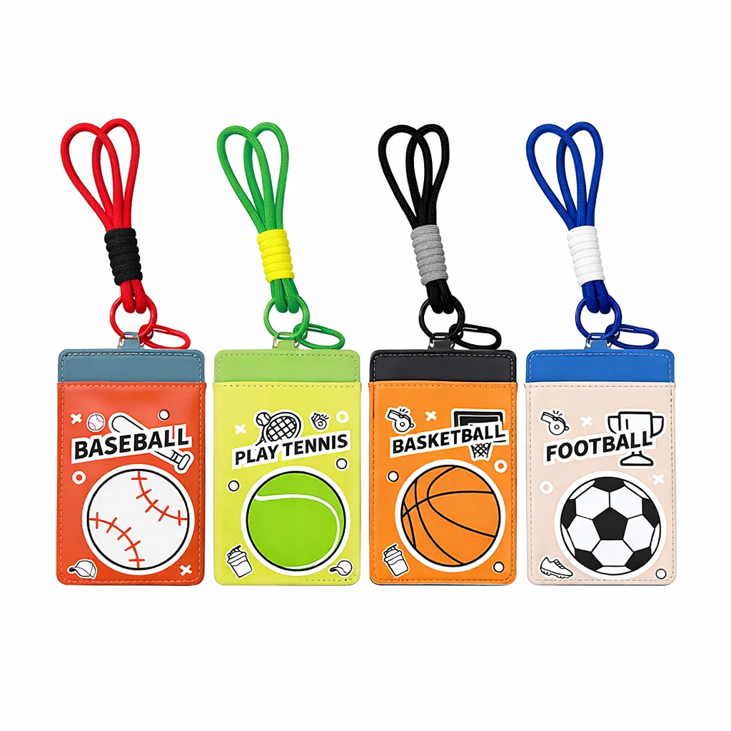 Custom Double Sided PU Leather Card Holder with Lanyard – Durable Student ID Holder (OEM Factory)