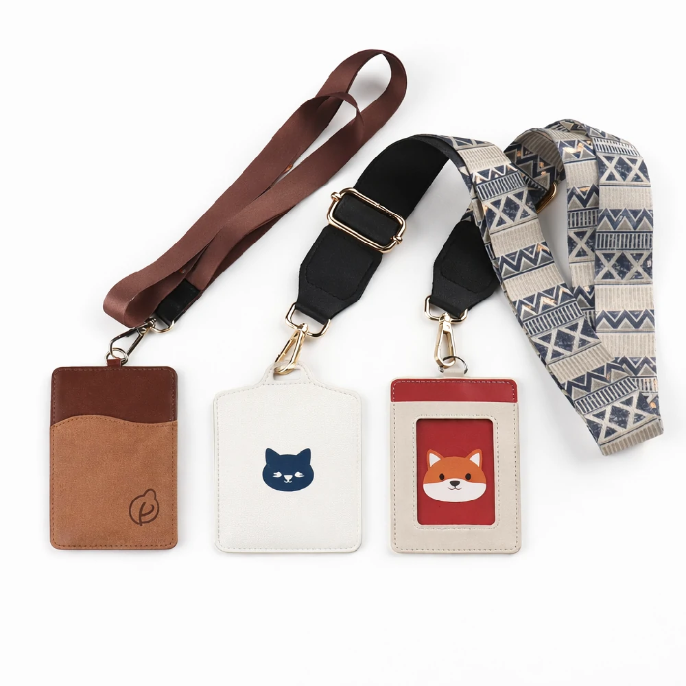 leather card holder with heat transfer lanyard set