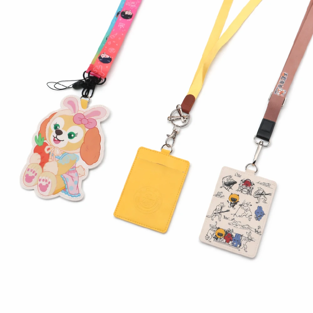 custom leather card holder with lanyard