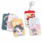 Custom Cute Cartoon PU Leather Card Holder with Keychain – Multi Slot Campus ID Holder (OEM Factory)
