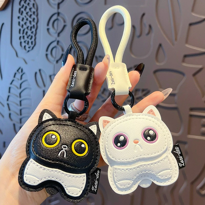 PU Leather Cat Keychain – Cute Cartoon Keychain Gift for Promotional Use (OEM Factory)