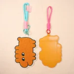 Embroidered PVC Leather Card Holder with Plush Keychain and Lanyard – Custom ID Holder (OEM Factory)