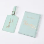 PU Leather Passport Holder Set with Luggage Tag – Foil Stamped Travel Organizer (OEM Factory)