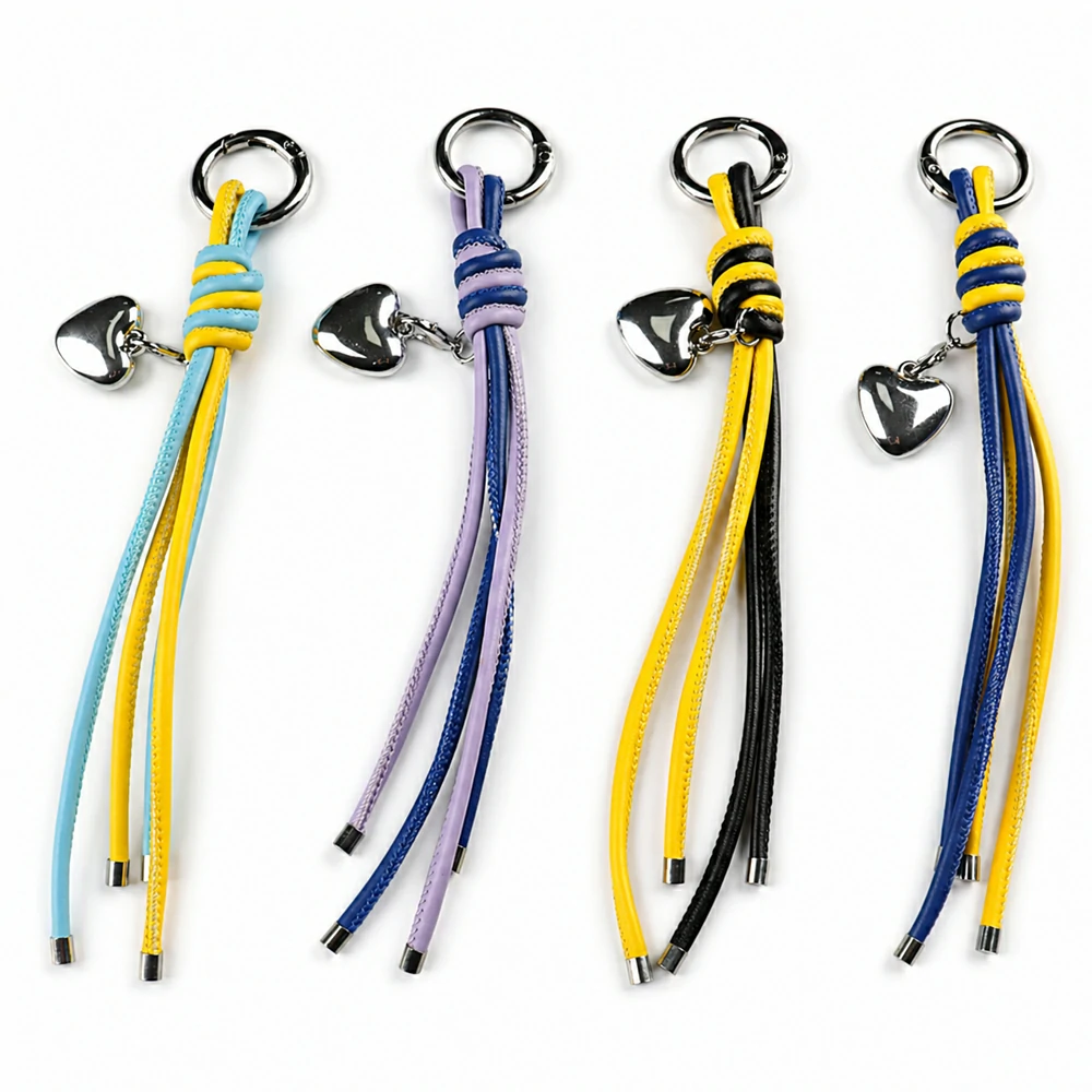 PU Leather Heart Tassel Lanyard Keychain for Phone and Bag Accessories