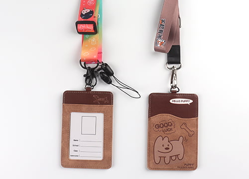 leather badge holder with lanyard