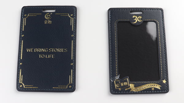 gold foil stamped leather card holder