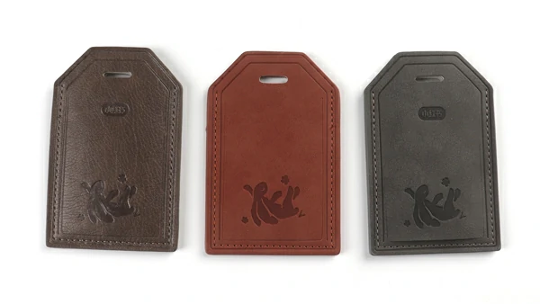 embossed logo leather card holder