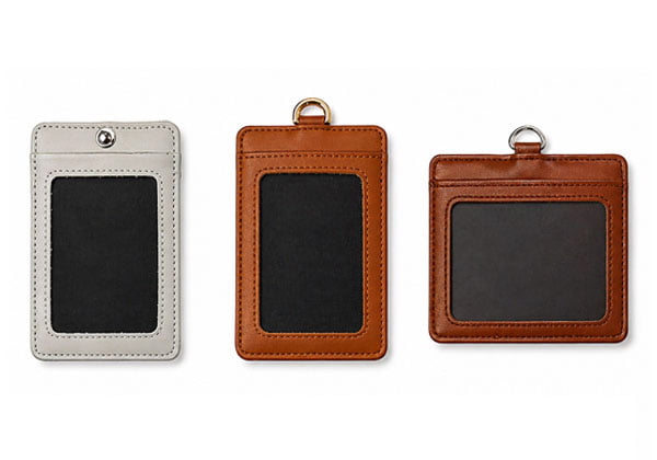 clear window leather badge holder