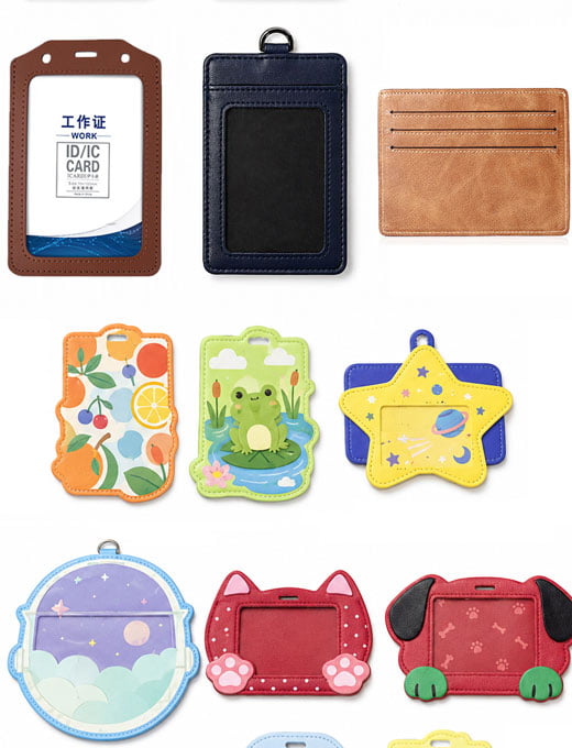 custom shaped printed leather card holder samples